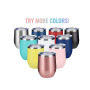 Insulated 304 Stainless Steel Double Walled Leak Proof Sliding Lid Rose Gold 12oz Glitter Wine Tumblers 12 oz Glass with Straw