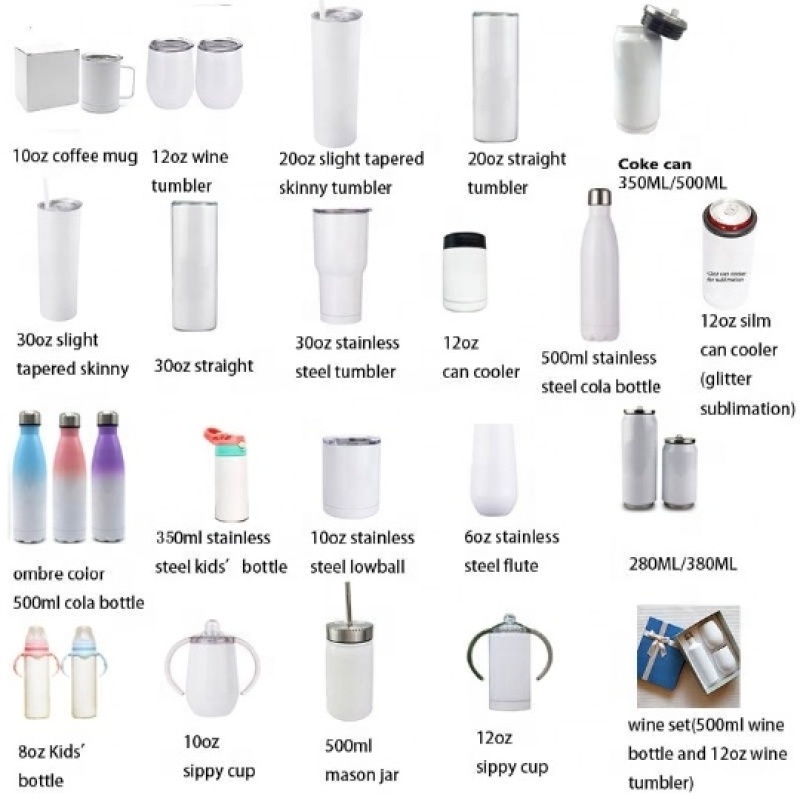 Wholesale Custom Vacuum Insulated Stainless Steel 20 oz Slim Blank Matt White Sublimation Wine Tumbler With Plastic Straw