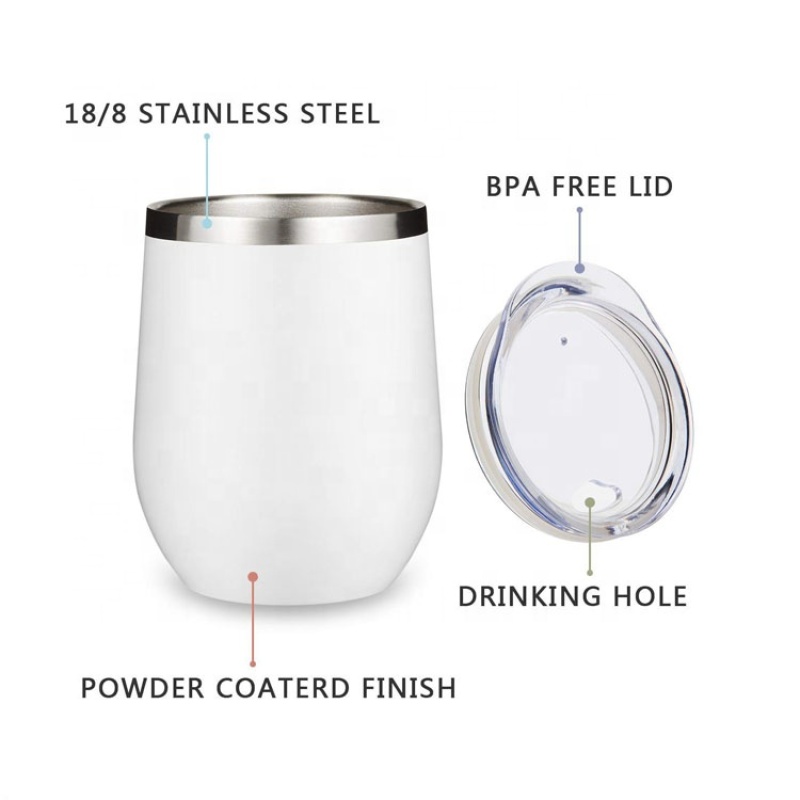 12Oz Double Wall Vacuum Insulated Insulated Stainless Steel Coffee Travel Mugs Wine Tumbler With Sliding Lid