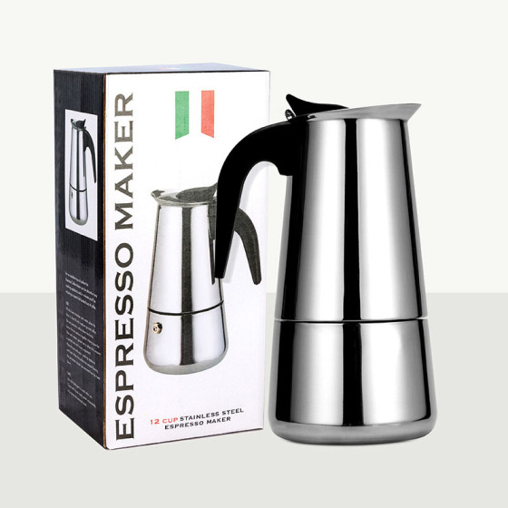 Wholesale Modern Italian Stainless Steel 1 Cup 2 Cups to 12 Cups Moka Pot Coffee Maker Stove-Top Mokapot