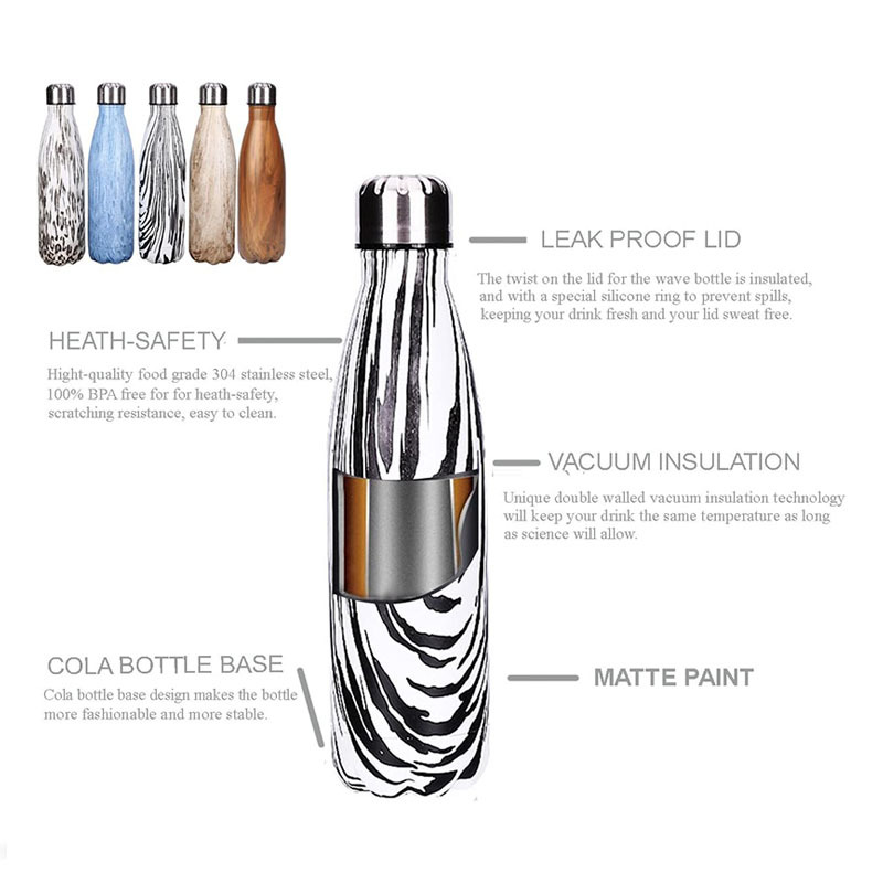 Wholesale  LFGB Approved Stainless Steel Vacuum  Shape Travel Water Bottle  Flask