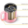 Double Walled 12oz Travel Tumbler Cup Insulated Coffee Mug with Handle and Bpa Free Lid