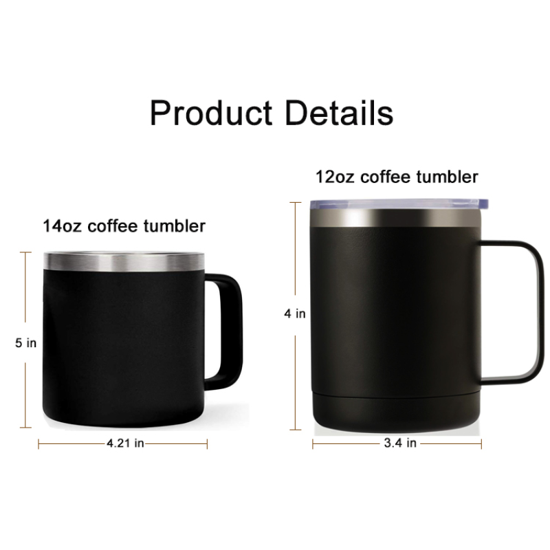 Double Walled 12oz Travel Tumbler Cup Insulated Coffee Mug with Handle and Bpa Free Lid