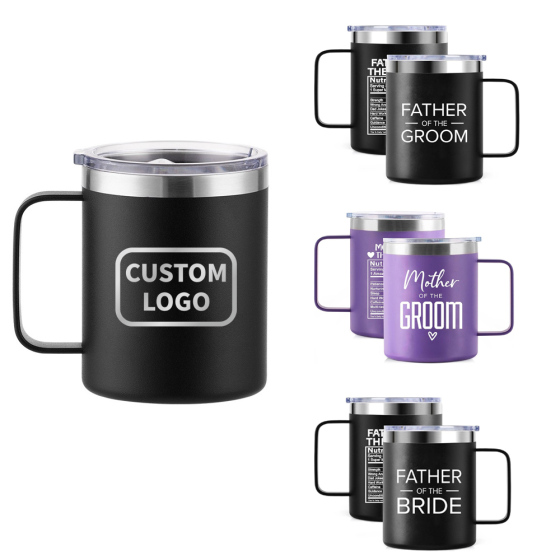 Double Walled 12oz Travel Tumbler Cup Insulated Coffee Mug with Handle and Bpa Free Lid