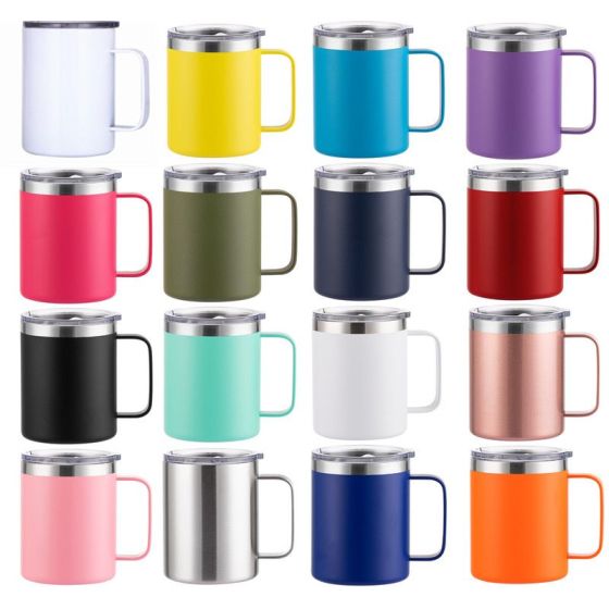 Double Walled 12oz Travel Tumbler Cup Insulated Coffee Mug with Handle and Bpa Free Lid
