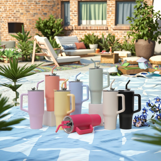 Stainless Steel Leak Proof 1200ml 40oz Large Capacity Insulated Water Bottle Cup Tumbler Mug for Metal Straw and Silicone Sip