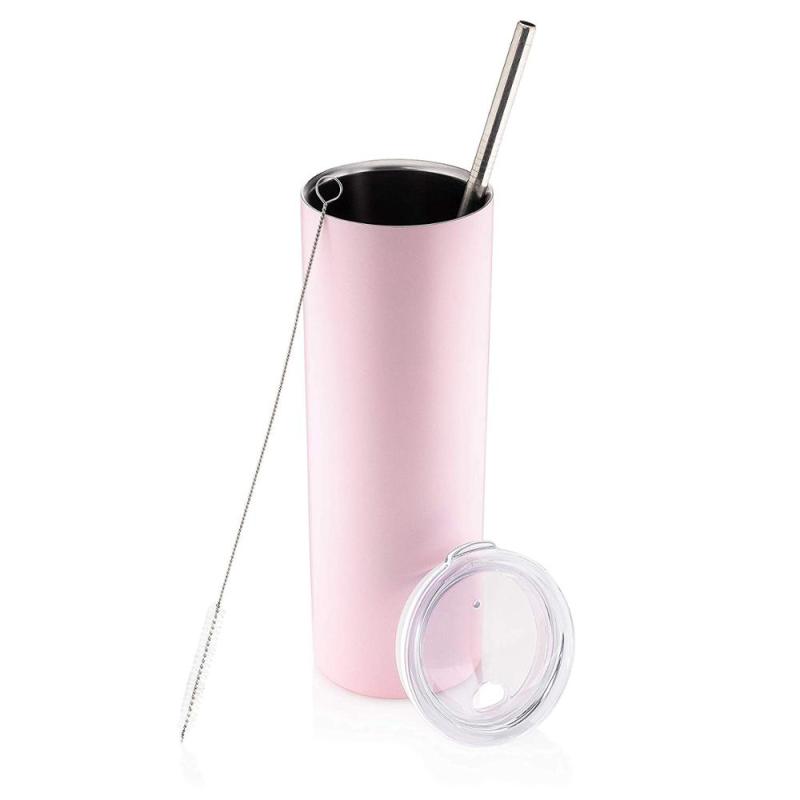 Customized Washable Portable 20oz Stainless Steel Straight Body Drinkware Travel Vacuum Water Mug With Lid and Straw
