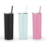 Wholesale Customized Black Vacuum Insulated 20oz Skinny Vacuum Matte Tumbler with Straw