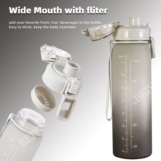 Customizable Bpa Free Motivational Kids Cycling Trendy Time Marked Hot Cold 32oz  Gym Tritan Water Bottlees With Custom Logo