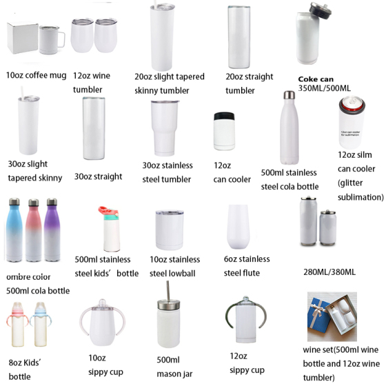 Sublimation Ready 12oz Sippy Cup Straight Double Handle Coffee Mug Stainless Steel Baby Tumbler Insulated Milk Bottle with Straw