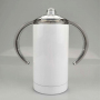 Sublimation Ready 12oz Sippy Cup Straight Double Handle Coffee Mug Stainless Steel Baby Tumbler Insulated Milk Bottle with Straw