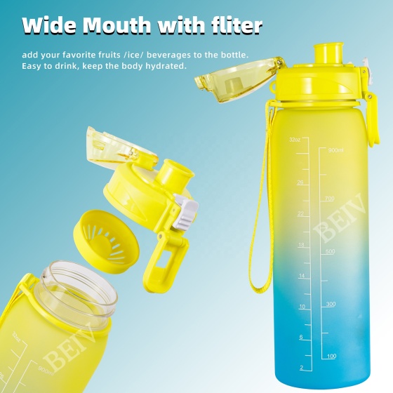 Luxury  Manufacturers Personalized Fitness Unique Cycling School Nice 32 Oz Frosted Transparent Plastic Water Bottle With Filter