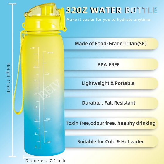 Luxury  Manufacturers Personalized Fitness Unique Cycling School Nice 32 Oz Frosted Transparent Plastic Water Bottle With Filter