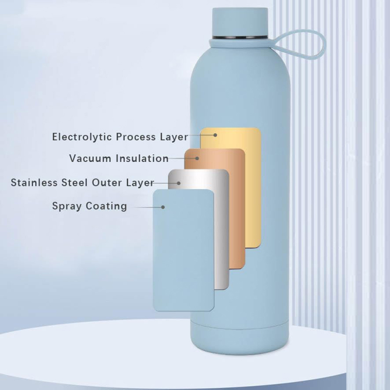Wholesale Price Gym Rubber Hot Insulated Glass Double Wall Stainless Steel Water Bottle With Silicone Handle