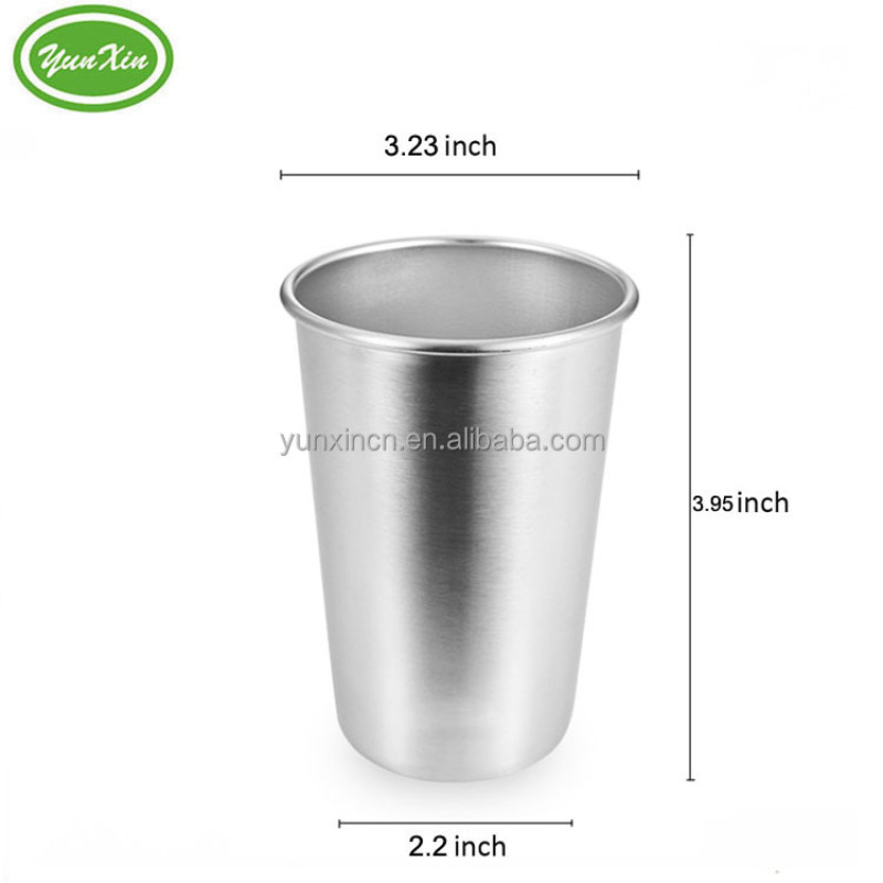 Single Wall 12OZ Stainless Steel Water Tumbler Pint Cup With Straw