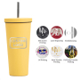 Custom Logo Rubber Paint 750Ml 24 Oz Glass Skinny Stainless Steel Cups Tumbler With Straw and Silicone Stopper Lid