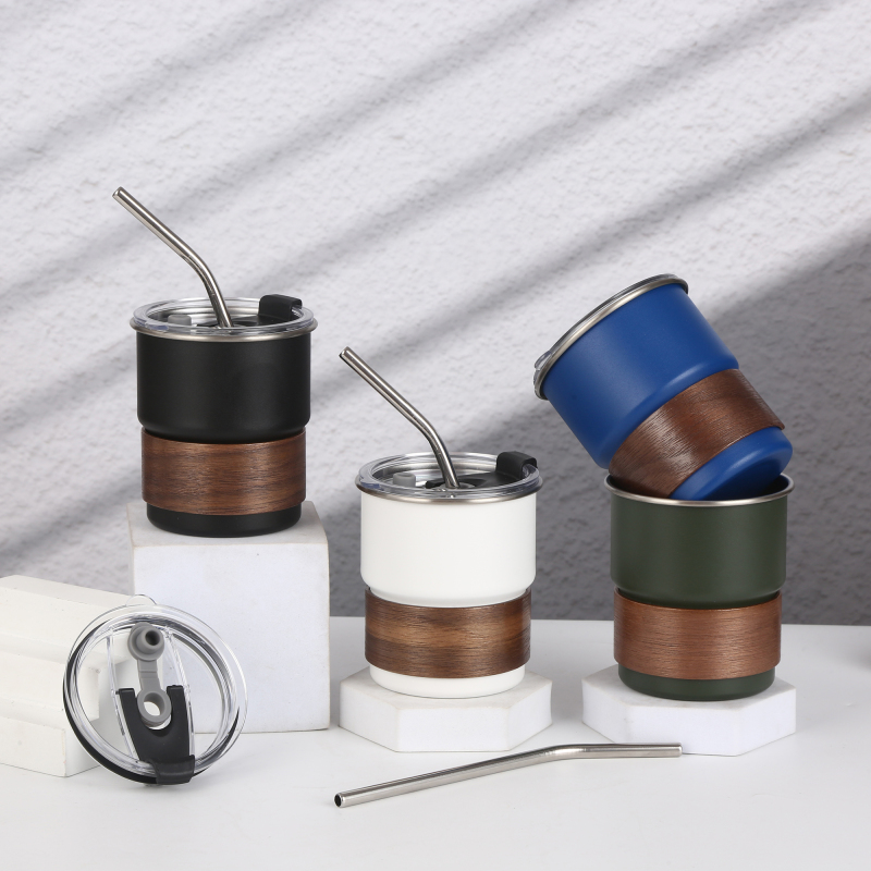 Customized Logo 300ml Single Wall Metal Drinking Water 304 Stainless Steel Pint Coffee Cup Mug with Straw