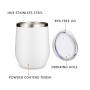 12oz Double Wall Insulated Stainless Steel Wine Cup Blank Sublimation Tumbler with Slide Lid