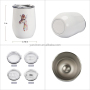 12oz Double Wall Insulated Stainless Steel Wine Cup Blank Sublimation Tumbler with Slide Lid