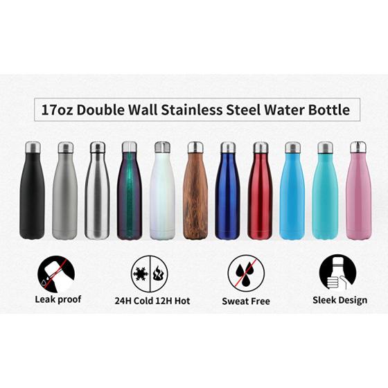 Wholesale Customized 500Ml Double Wall Vacuum Stainless Steel Shiny Color Paint  Cola Water Bottle