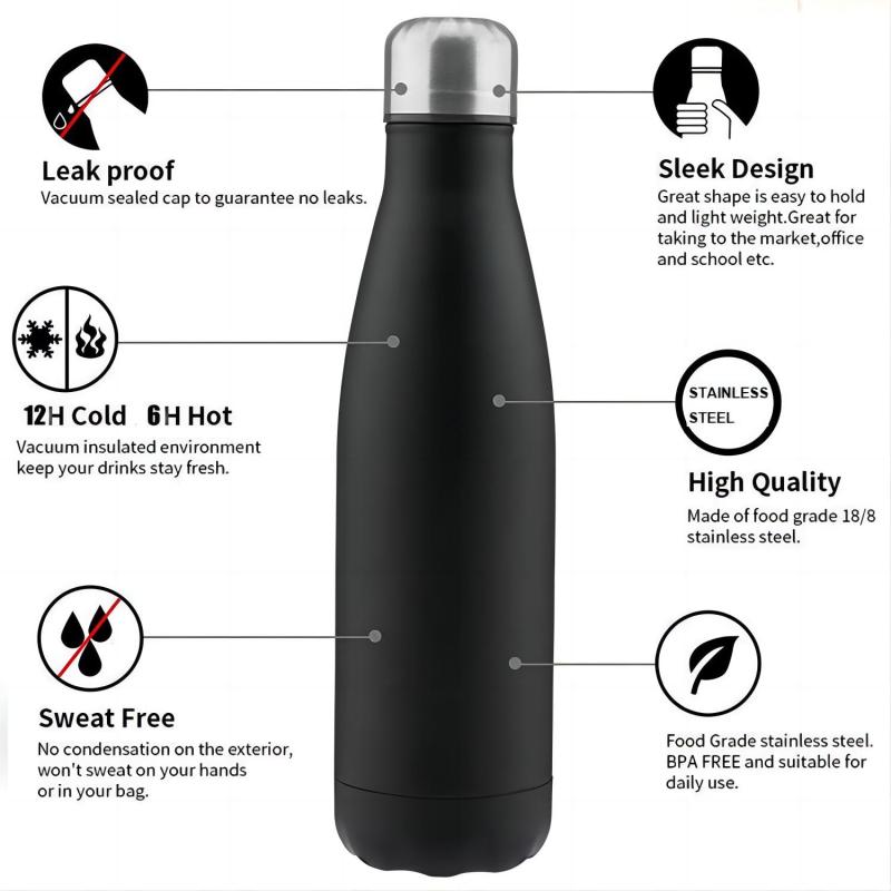 Wholesale Customized 500Ml Double Wall Vacuum Stainless Steel Shiny Color Paint  Cola Water Bottle