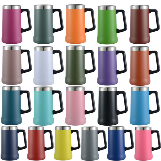 Custom Reusable 709Ml Sublimation Vacuum Insulated Stainless Steel Glass Can Beer Cup With Straw Handle