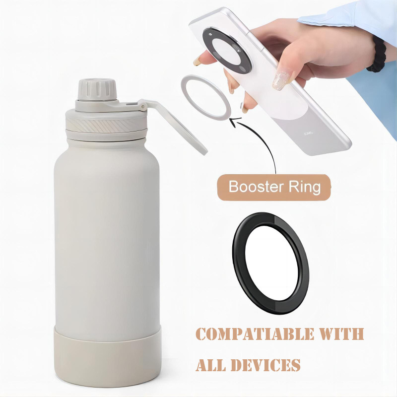 650Ml 24Oz Yoga Adjustable Magnetic Cell Phone Holder Strap Water Bottle for Water Bottle Metal Ring and Silicone Base