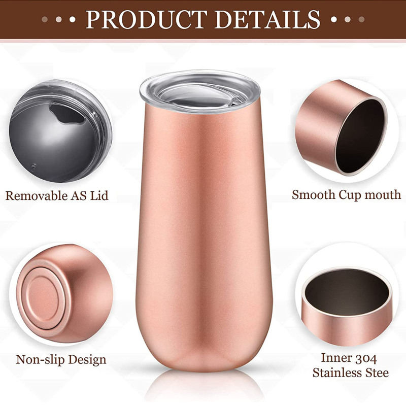 Insulated Freezer  10Oz  Rose Glod Double Wall Bottle and Wine Freezer  Tumblers