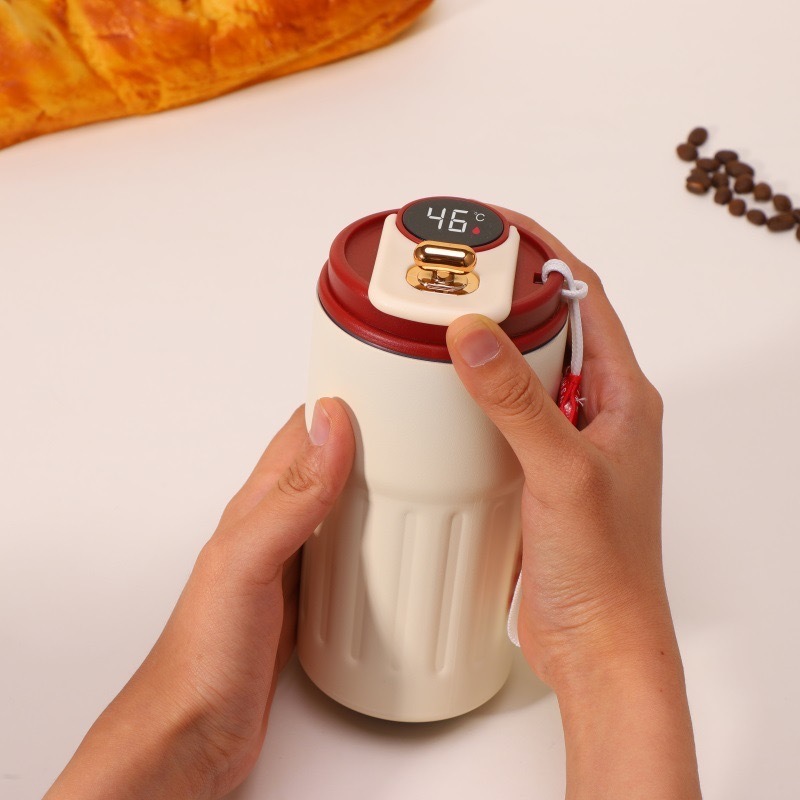 450ml Smart Temperature Display 304 316 Stainless Steel Double Wall Travel Office Coffee Vacuum Cup With Lid