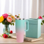 Yunxin Vacuum Insulated Stainless Steel Leakproof Pink Blue Color Gradient Ombre Glass 30Oz Tumbler