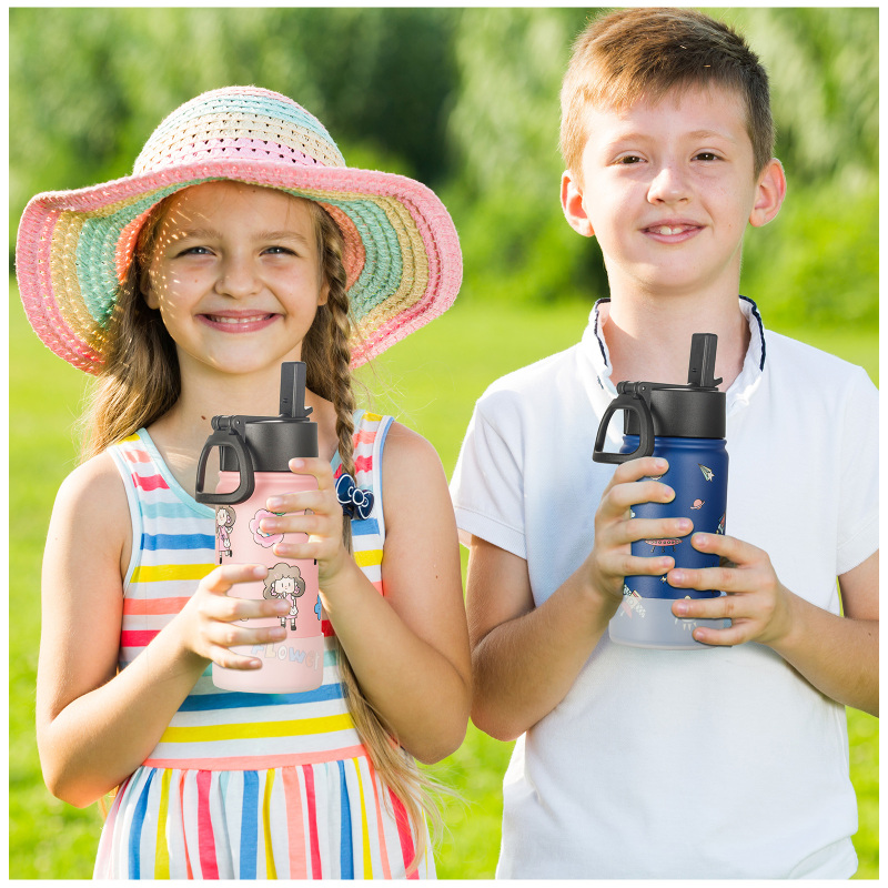 China Wholesale Outdoor Hot and Cold Children KKd Water Bottle With Cover Straw