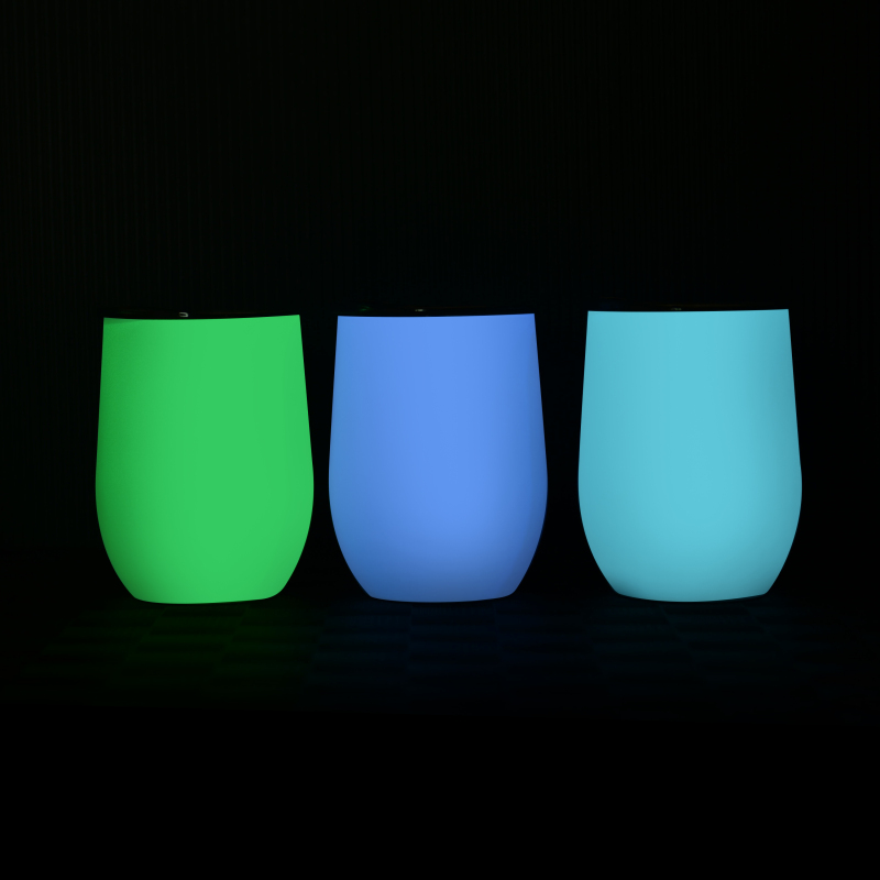 Factory Wholesale Luminous Paint Fluorescent Vacuum Luminous 12 Oz Glow in Dark Wine Tumbler  for Sublimation