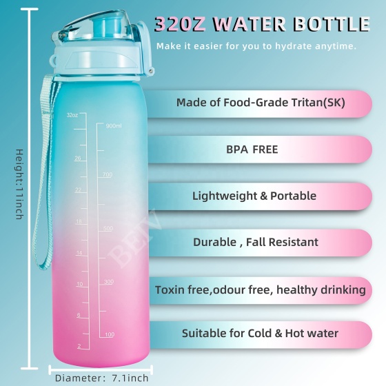 Deportiva Con Filtro Para Agua Ninos Motivacional Motivadora Fitness Infantil Botella De Plastico De Agua Water Bottle
