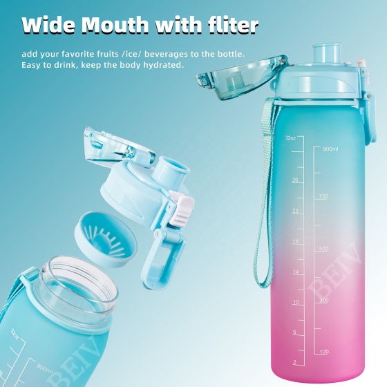 Deportiva Con Filtro Para Agua Ninos Motivacional Motivadora Fitness Infantil Botella De Plastico De Agua Water Bottle