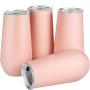 Custom 6oz Double Wall Champagne Flutes Stainless Metallic Rose Gold with Lid