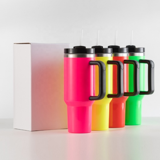 YUNIXIN  Stainless Steel Insulated Glass 40Oz Neon Sublimation Cup Tumbler Water Bottle With Handle