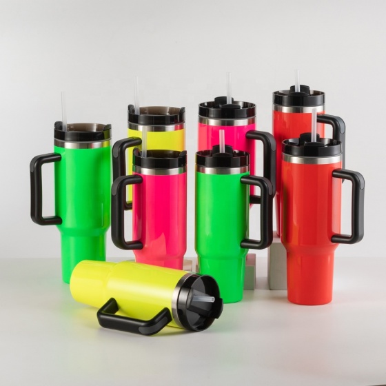 YUNIXIN  Stainless Steel Insulated Glass 40Oz Neon Sublimation Cup Tumbler Water Bottle With Handle