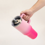 Powder Coating Double Wall Colourful Gradient 40Oz Cup Tumbler With Handle Gradient
