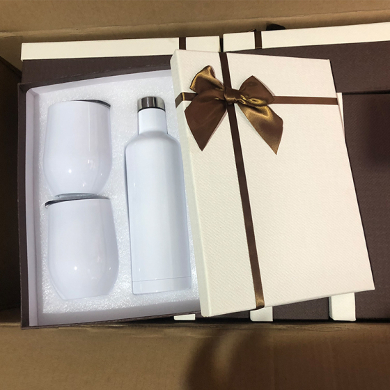 Eco Friendly Double Walled Insulated Sublimation Wine Set Stainless Steel Wine Bottle Tumbler Gift Set