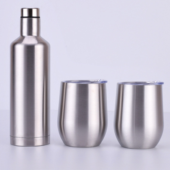 Eco Friendly Double Walled Insulated Sublimation Wine Set Stainless Steel Wine Bottle Tumbler Gift Set