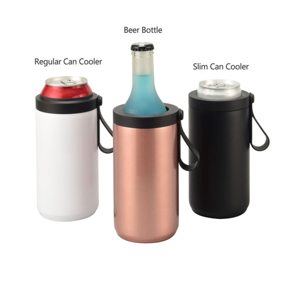 4 In1 Insulator Tall Blank 12 Oz Double Walled Vacuum Slim Stainless Steal Metal Insulation Sublimation Can Coolers