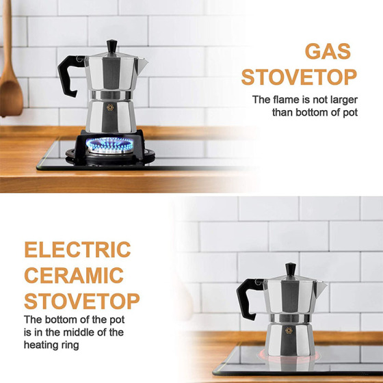 Wholesale Modern Italian Aluminum 1 Cup 2 Cups to 12 Cups Moka Pot Coffee Maker Stove-Top Mokapot