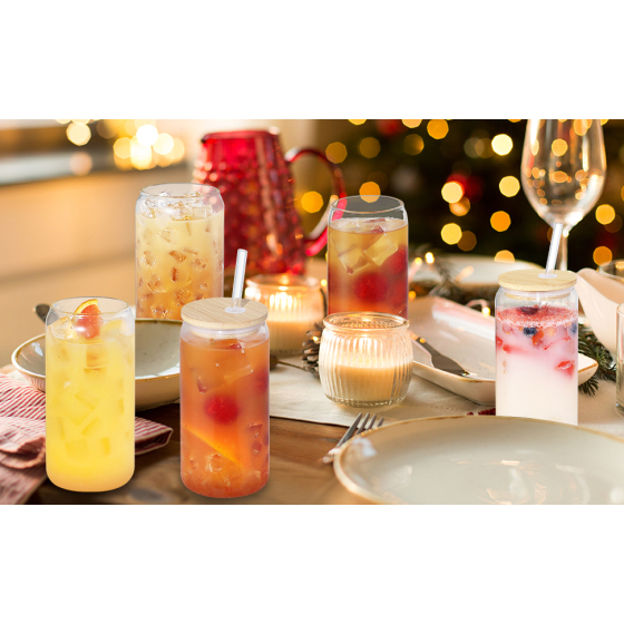 Wholesale Custom 16 Oz Pre Drilled Snow Globe Sublimation Mug Beer Glasses Can Shaped Glass With Lid 16Oz