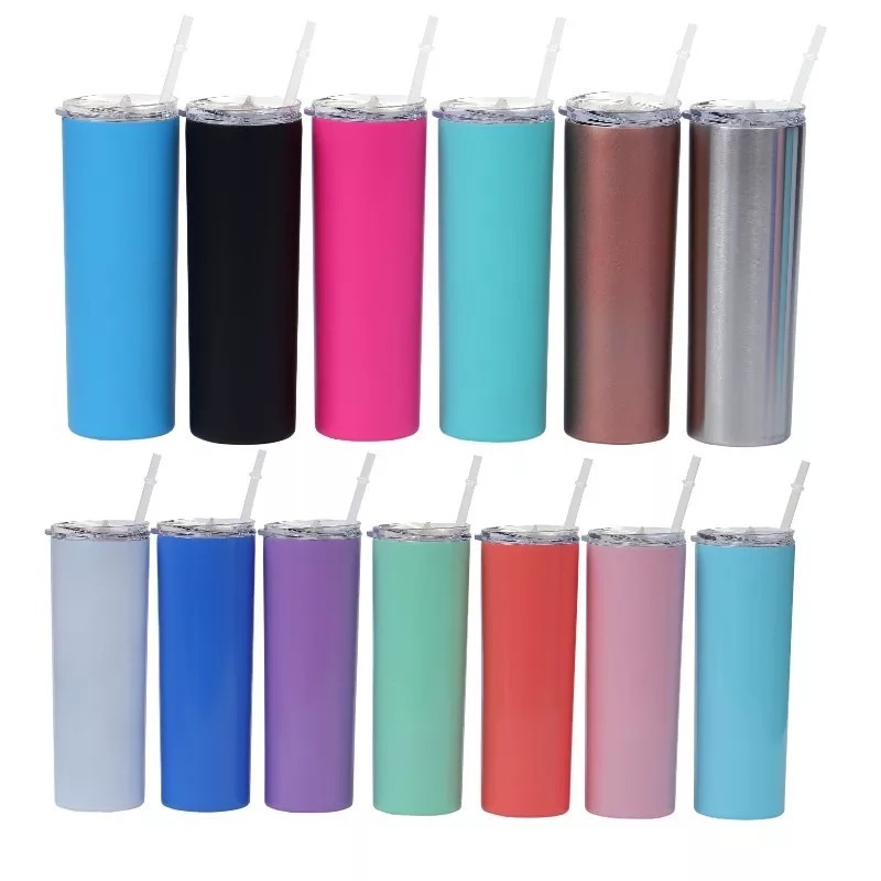 Wholesale Double Wall Vacuum Insulated Wedding Stainless Steel 20Oz Skinny Tumbler With Straw