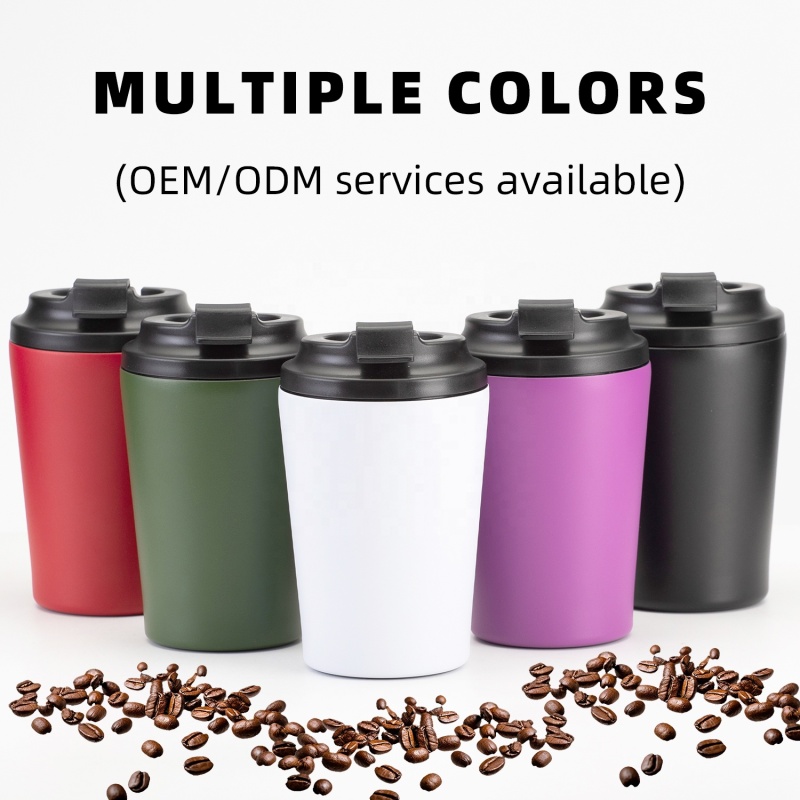 Luxury Custom Logo Printed Vacuum Flasks Double Walled Glass Travel 12oz Coffee Cup Cup Tumblers Mugs With Lid