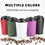 Luxury Custom Logo Printed Vacuum Flasks Double Walled Glass Travel 12oz Coffee Cup Cup Tumblers Mugs With Lid