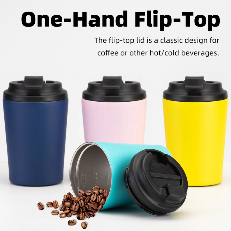 Luxury Custom Logo Printed Vacuum Flasks Double Walled Glass Travel 12oz Coffee Cup Cup Tumblers Mugs With Lid