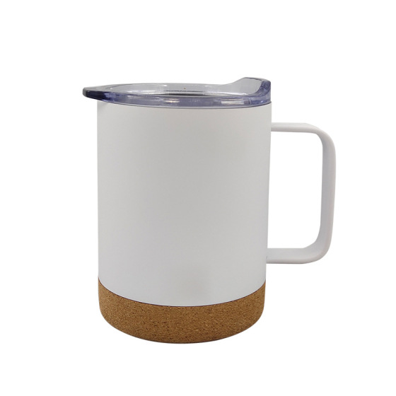 Factory Custom 12oz 14oz Powder Coated Cork Bottom Double Wall Stainless Vacuum Insulated Travel Mug