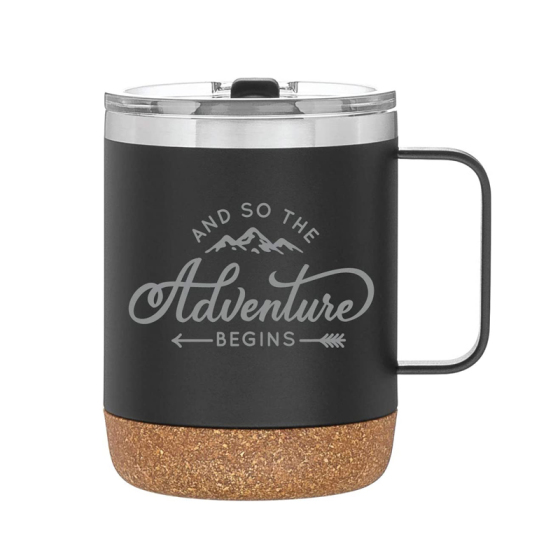 Factory Custom 12oz 14oz Powder Coated Cork Bottom Double Wall Stainless Vacuum Insulated Travel Mug