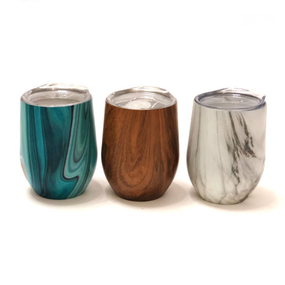 Water Transfer Printing12 oz Insulated Stainless Steel Wine Tumbler Stemless Wine Glasses